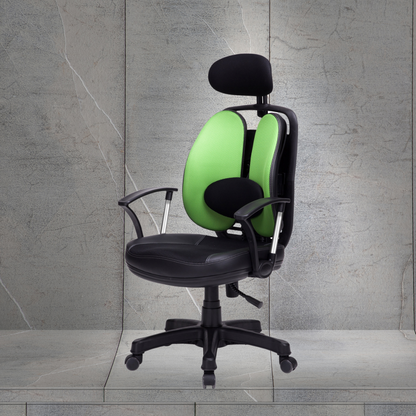 Padded Back Office Chair - Fabric leather with breathing holes