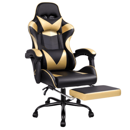 Gaming Chair with Lumbar Massager & Foot rest for sitting longer hours