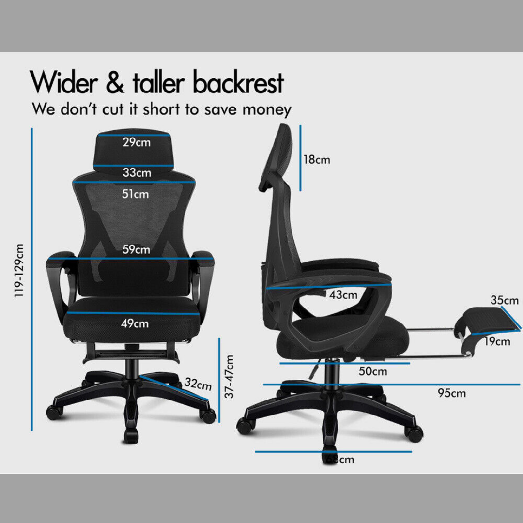 Ergonomic Mesh Chair - 150-degree back recline with locking function