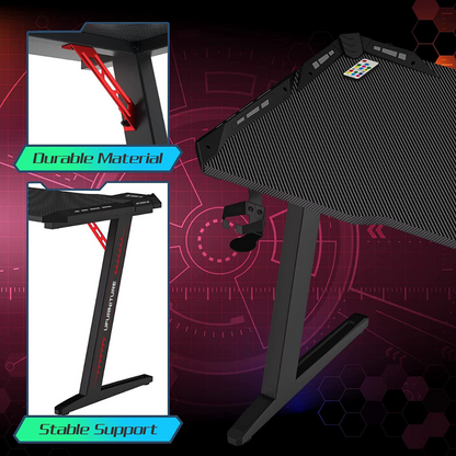 Gaming Desk - Scratch-resistant carbon fibre texture