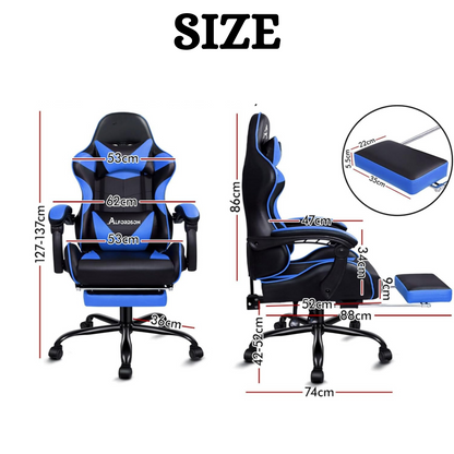 Gaming Chair with Lumbar Massager & Foot rest for sitting longer hours