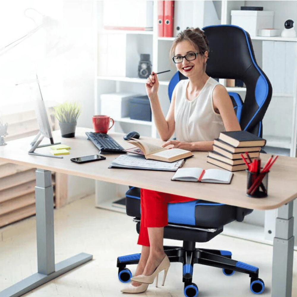 Gaming Chair with Lumbar Massager & Foot rest for sitting longer hours