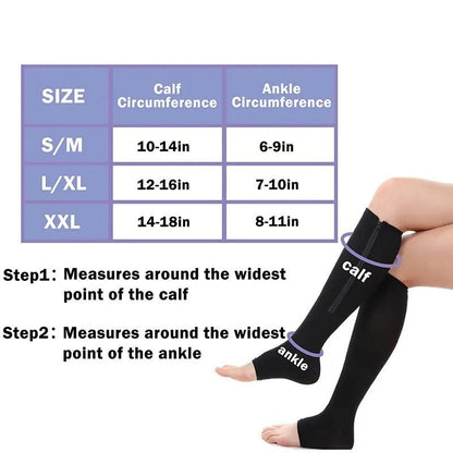 Feet Relief Compression Zip Socks for Nurses, Joggers & Runners