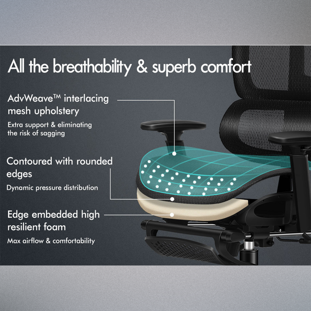 Modern Style Office Chair - Breathable, high-tensile mesh upholstery