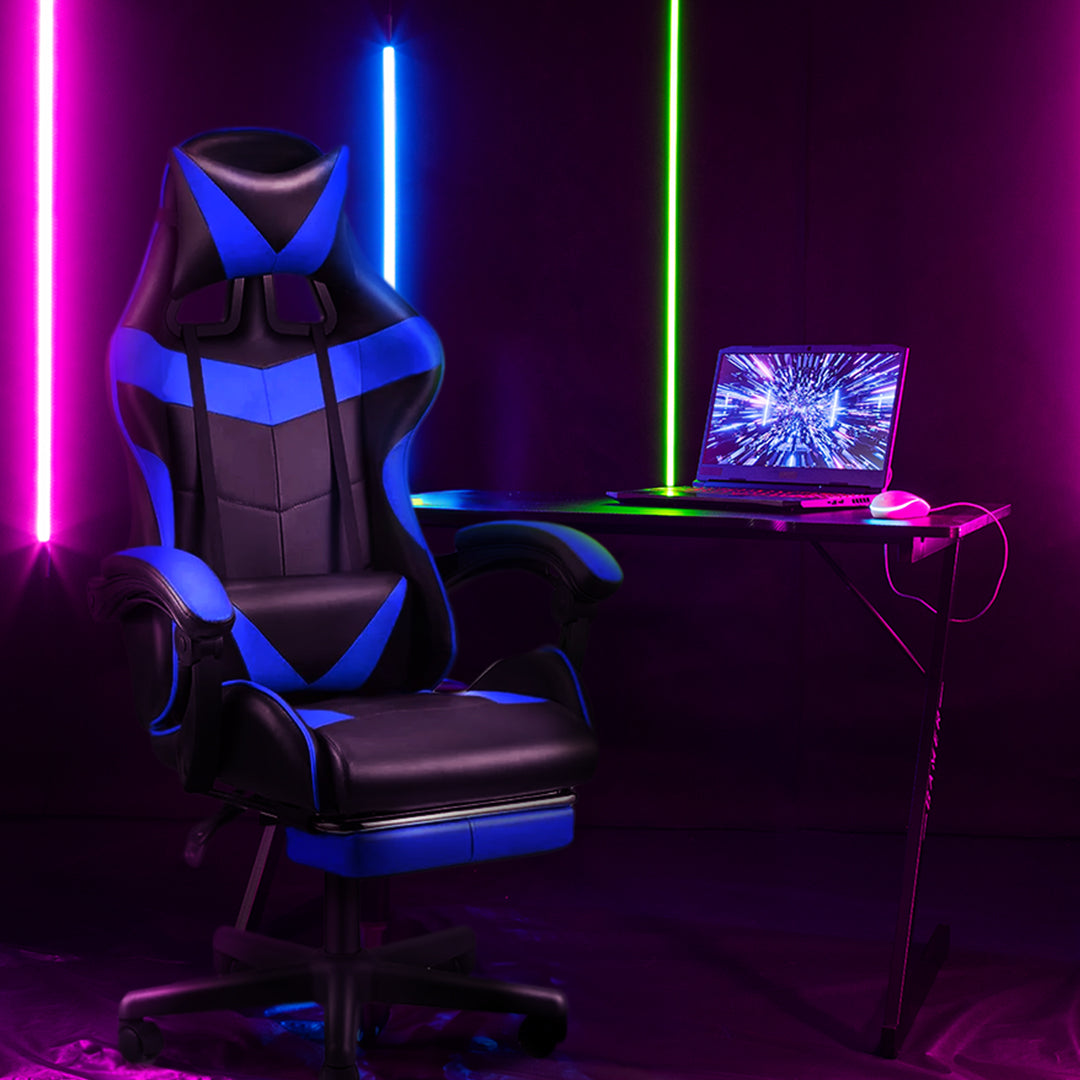 Gaming Chair with Lumbar Massager & Foot rest for sitting longer hours