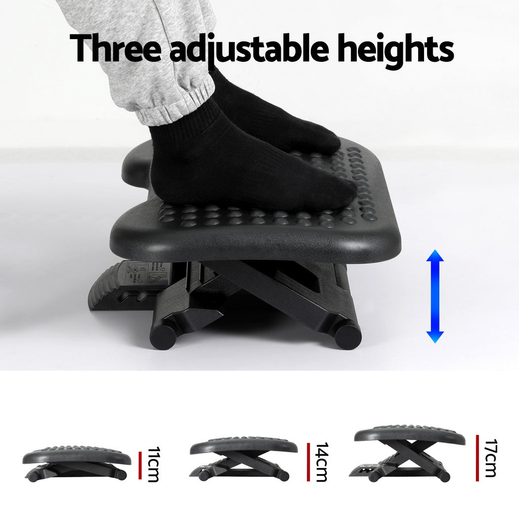 Adjustable Under Desk Foot Rest with Acupressure Surface for optimal comfort