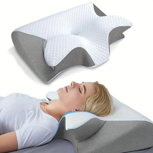 Butterfly Memory Foam Neck Pillow with Armrests for Side & Back Sleepers