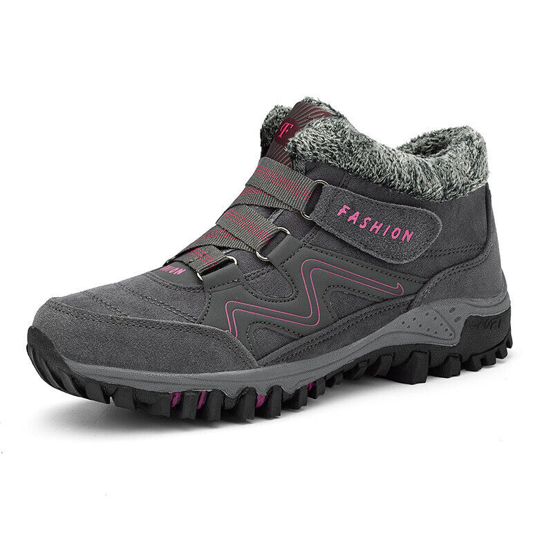 Women Winter Comfy Shoes with Warm Fur Lined & Anti-Slip Soles for Outdoor Walking and Trekking