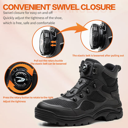 Rotary Buckle Men's Indestructible Boots - Lightweight & Anti-Smashing Design