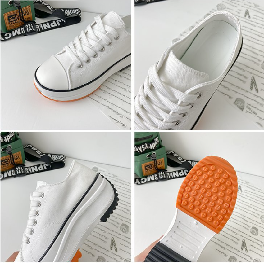 Women Low-Top Canvas Platform Sneakers - Ideal for Parties, Tennis and Casual Occasions